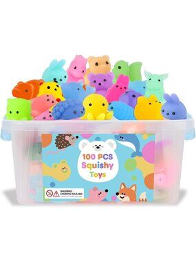 100 Pcs Squishy Fidget Toys for Kids, Party Favors, Stress Relief & Goodie Bags